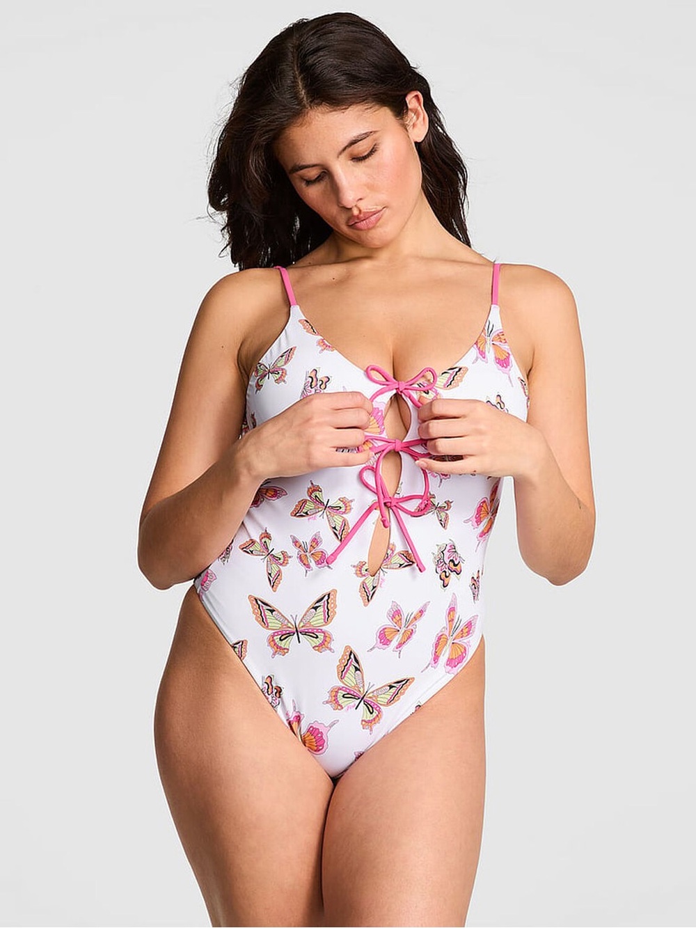 PINK
FRONT-TIE ONE-PIECE SWIMSUIT
Size—XS